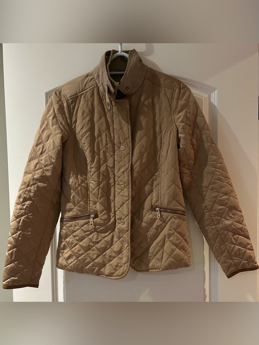 Massimo Dutti Quilted Utility Jacket - Light Brown/Beige